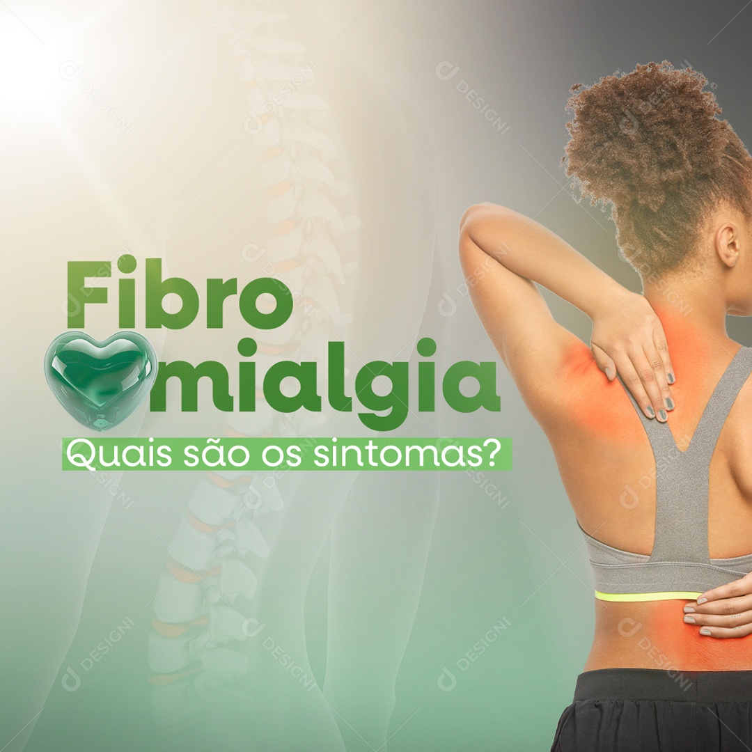 Fibromialgia quais são os Sintomas Social Media PSD Editável