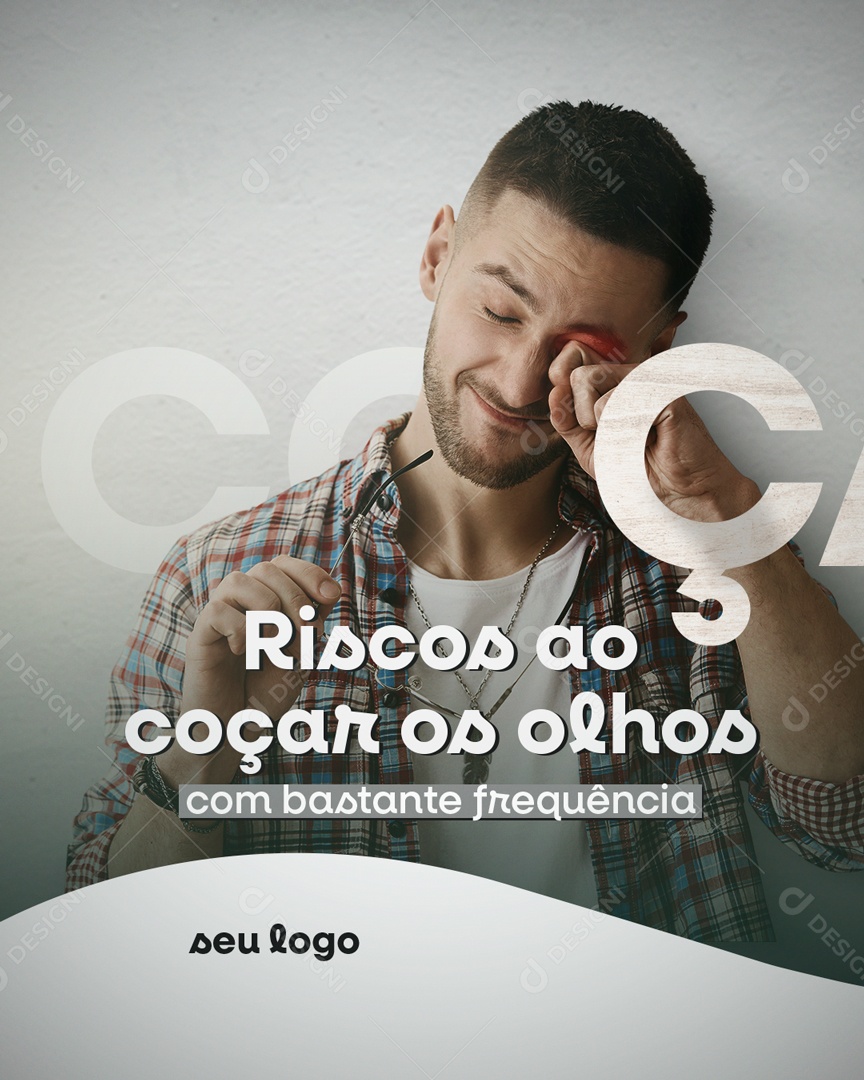 Riscos ao Coçar os Olhos Social Media PSD Editável