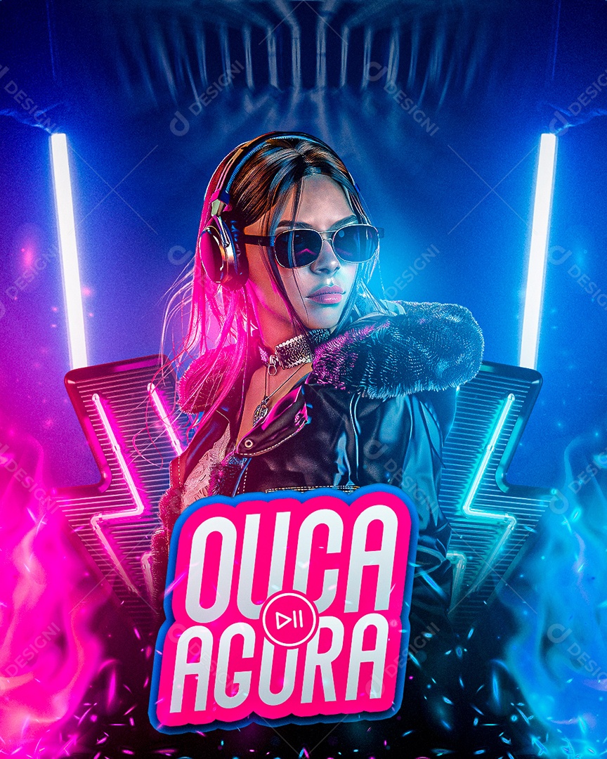 Flyer Ouça Agora Social Media PSD Editável