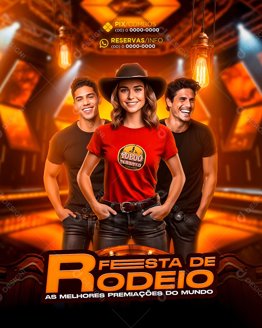 Flyer Festa de Rodeio Social Media PSD Editável