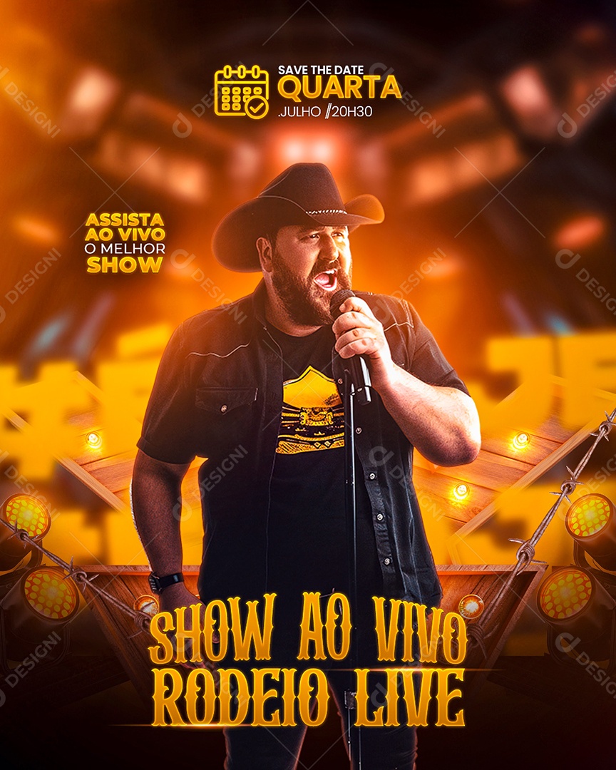 Flyer Show ao Vivo Rodeio Live Social Media PSD Editável