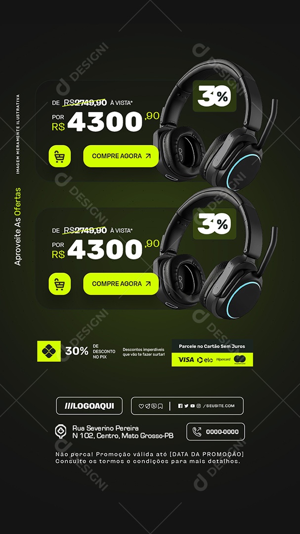 Story Produtos Fone Loja de Eletrônicos Social Media PSD Editável