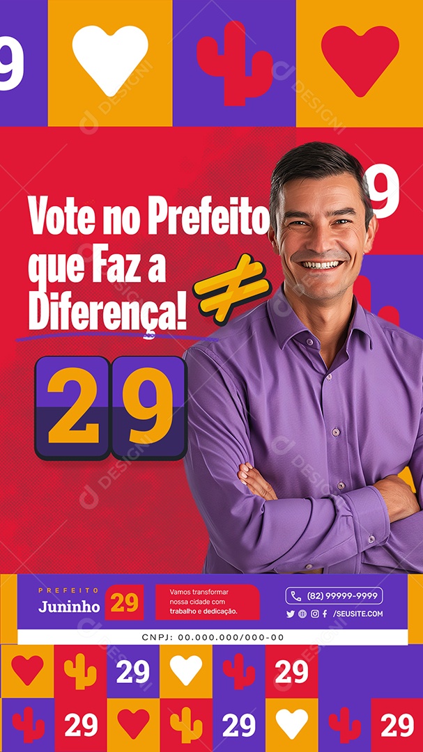 Story Política Vote no Prefeito que Faz a Diferença Social Media PSD Editável