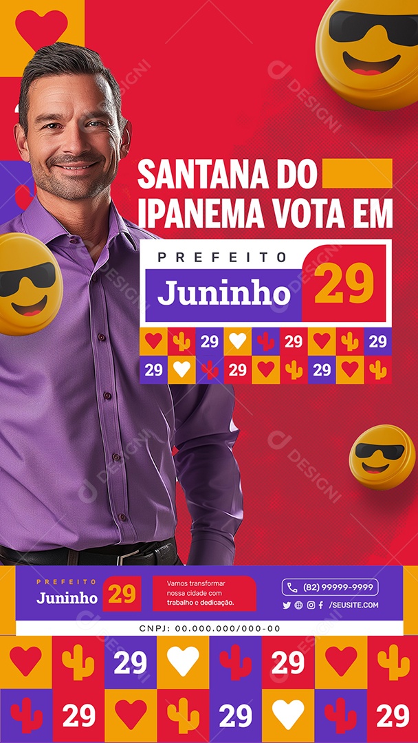 Story Política Santana do Ipanema Vota em Prefeito Juninho Social Media PSD Editável