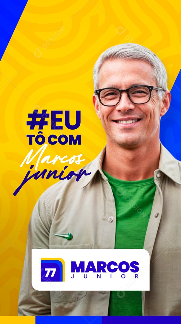 Story Politica Eu to com Marcos Junior Social Media PSD Editável