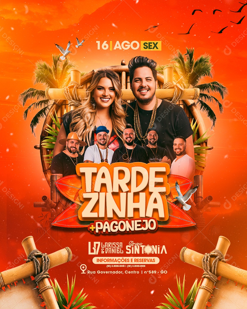 Flyer Tardezinha Pagonejo Larissa e Daniel Social Media PSD Editável