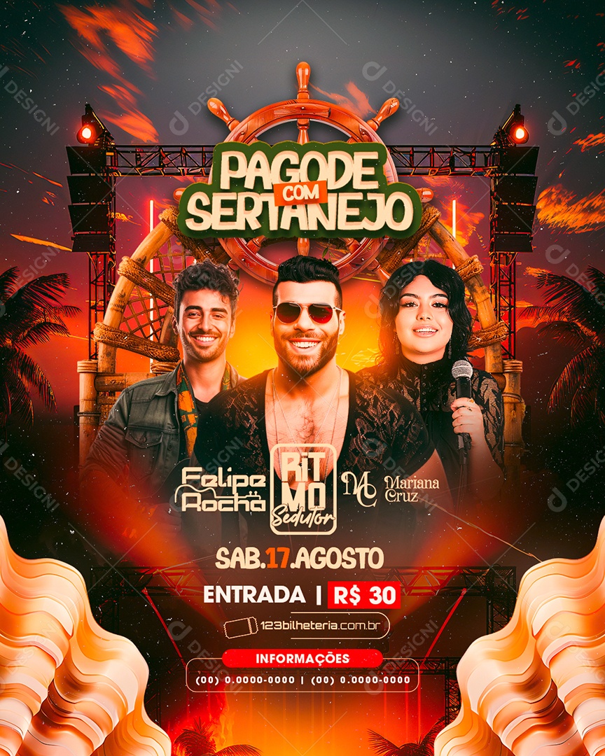 Flyer Pagode com Sertanejo Social Media PSD Editável