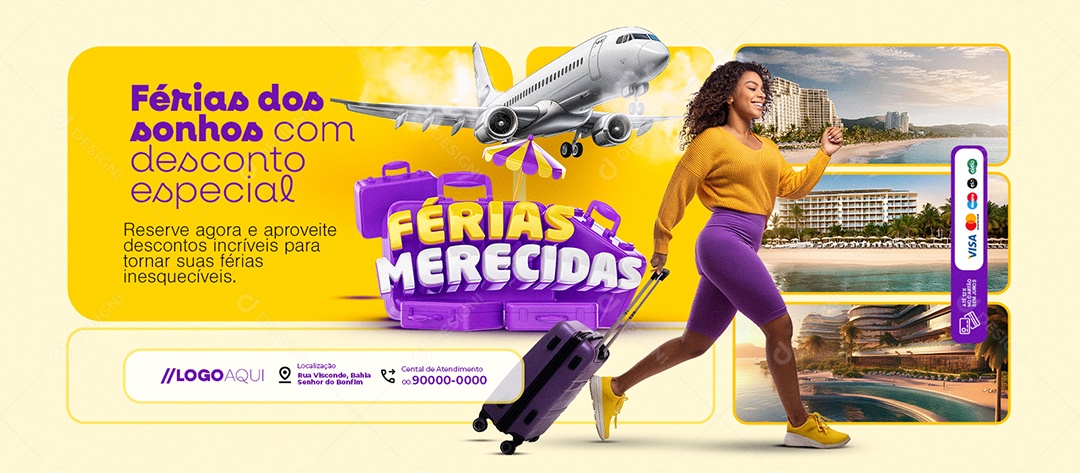 Banner Férias Merecidas Férias dos Sonhos com Especial Social Media PSD Editável
