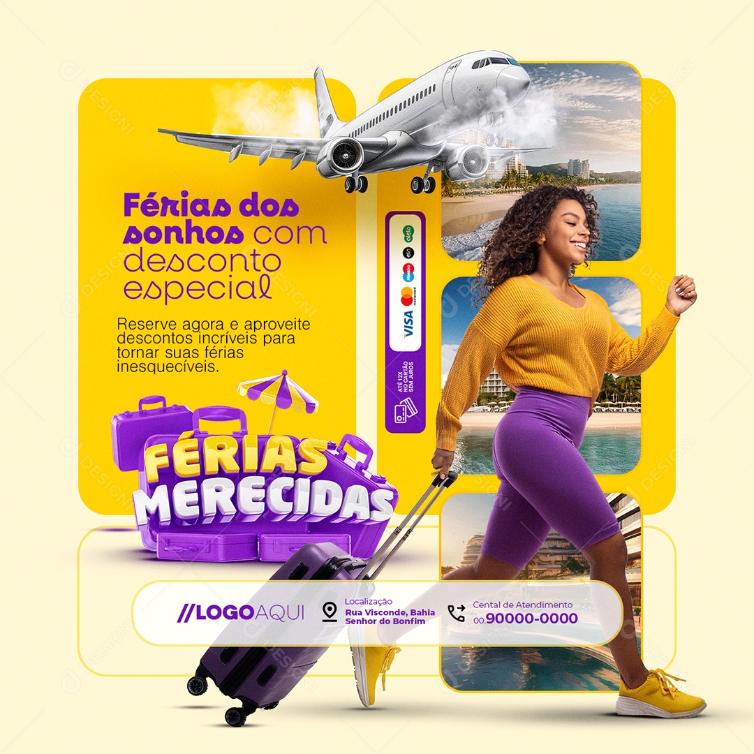 Férias Merecidas Férias dos Sonhos com Desconto Especial Social Media PSD Editável