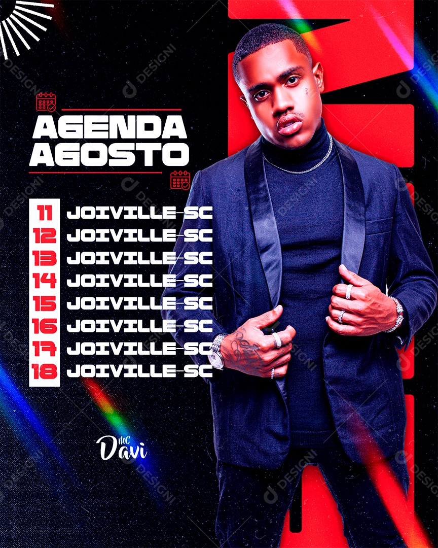 Mc Davi Agenda Social Media PSD Editável