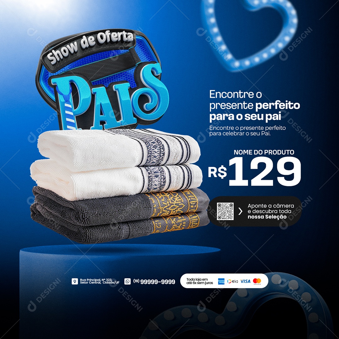 Loja Show de Oferta Pais Toalhas de Banhos Social Media PSD Editável