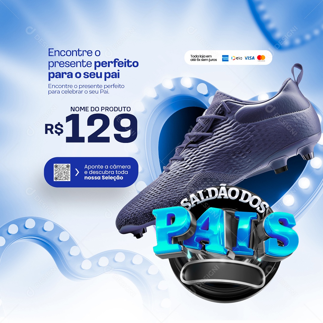Loja Saldão dos Pais Chuteira Esportiva Social Media PSD Editável
