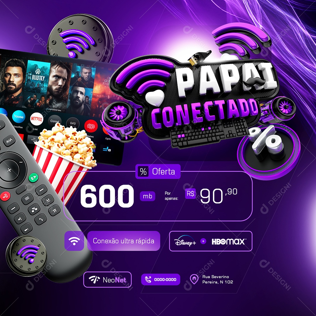 Papai Conectado Oferta Social Media PSD Editável