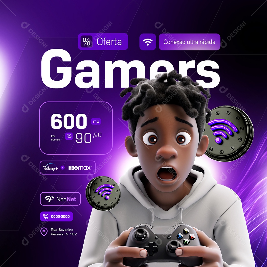 Papai Conectado Gamers Conexão Ultra Rápida Social Media PSD Editável