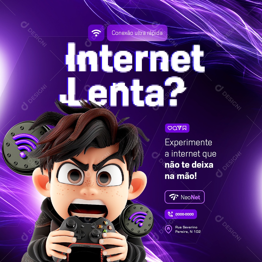 Papai Conectado Internet Lenta Social Media PSD Editável