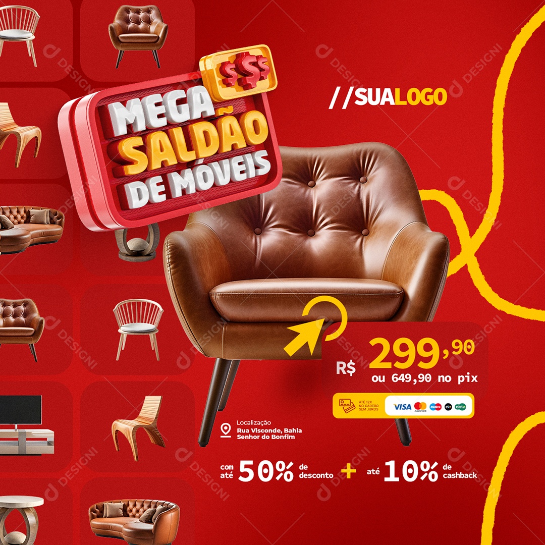 Mega Saldão de Móveis Social Media PSD Editável