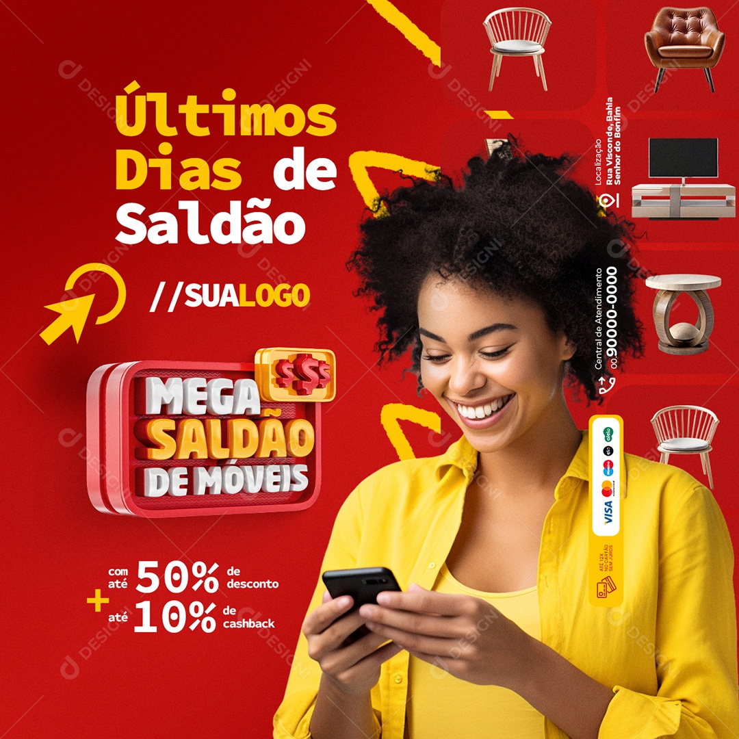 Mega Saldão de Móveis Últimos Dias de Saldão Social Media PSD Editável