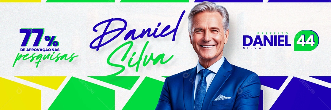 Carrossel Politica Aprovação nas Pesquisas Social Media PSD Editável