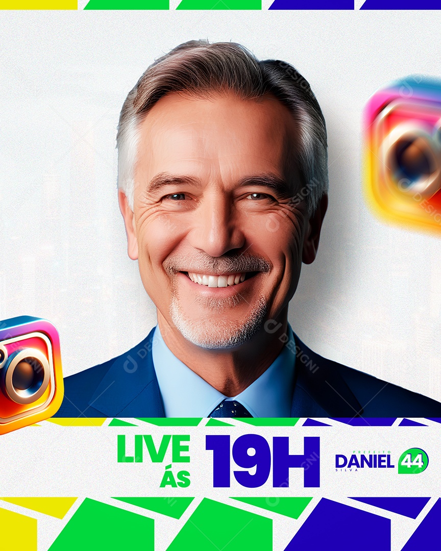Politica Live com Prefeito Daniel Silva Social Media PSD Editável