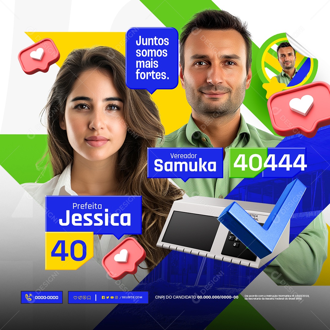 Eleição Prefeita Jessica Vereador Samuka Social Media PSD Editável