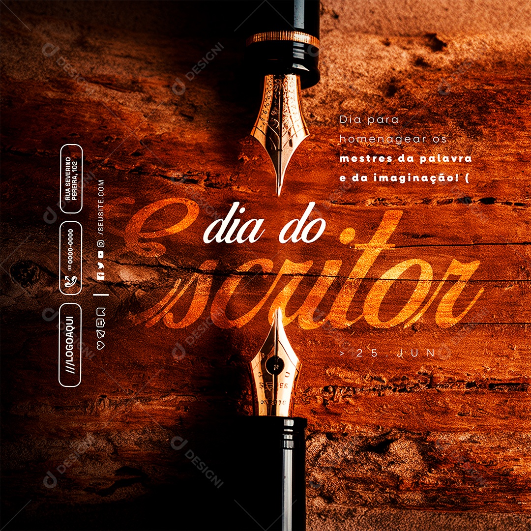 Dia Do Escritor 25 De Julho Dia para Homenagear Social Media PSD Editável