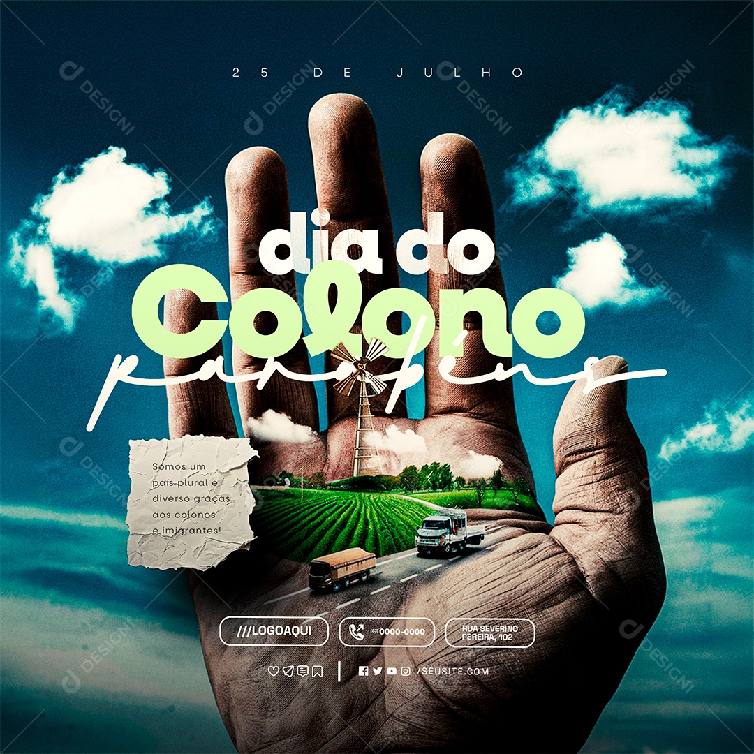 Dia Do Colono 25 De Julho Parabéns Social Media PSD Editável