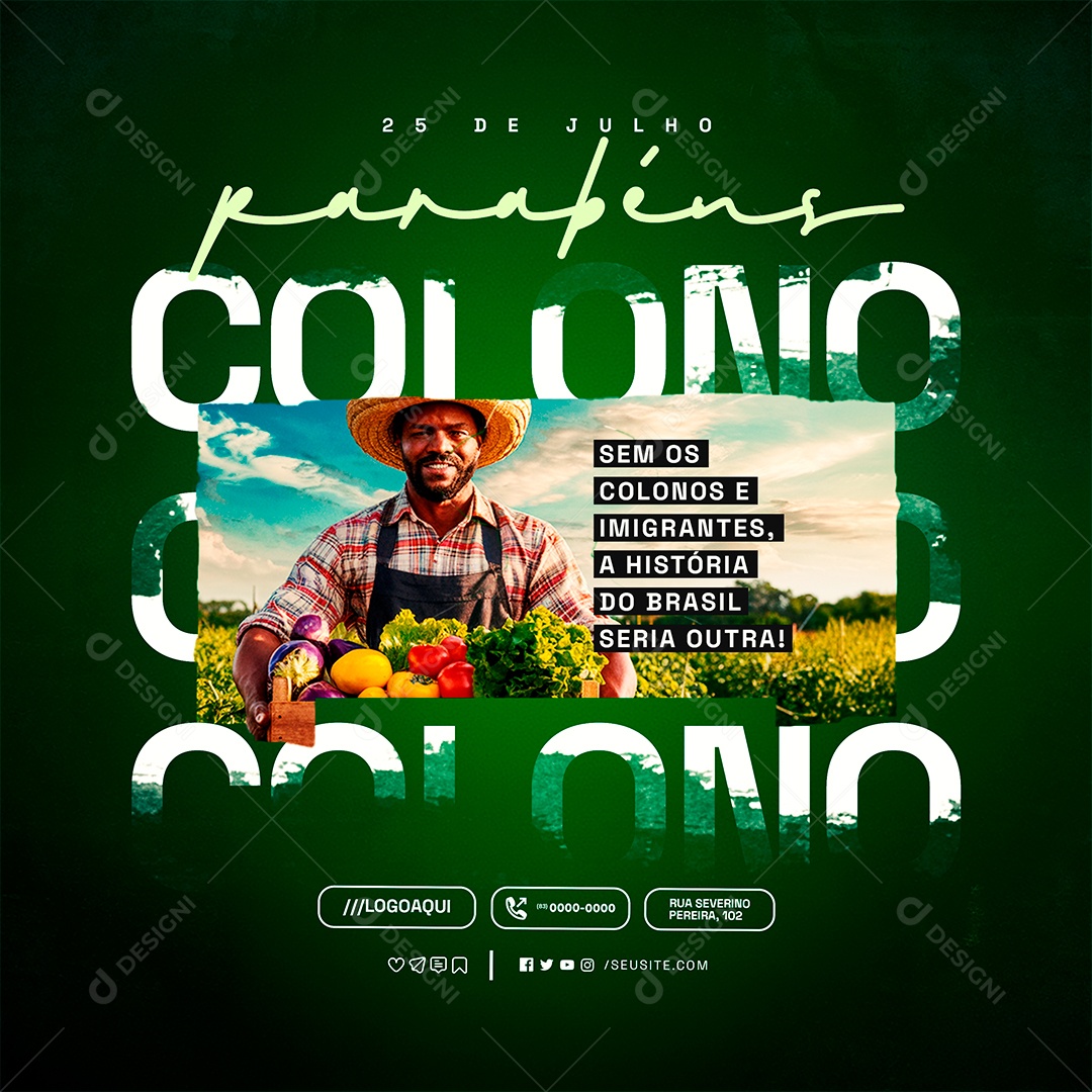 Dia Do Colono 25 De Julho Parabéns Social Media PSD Editável