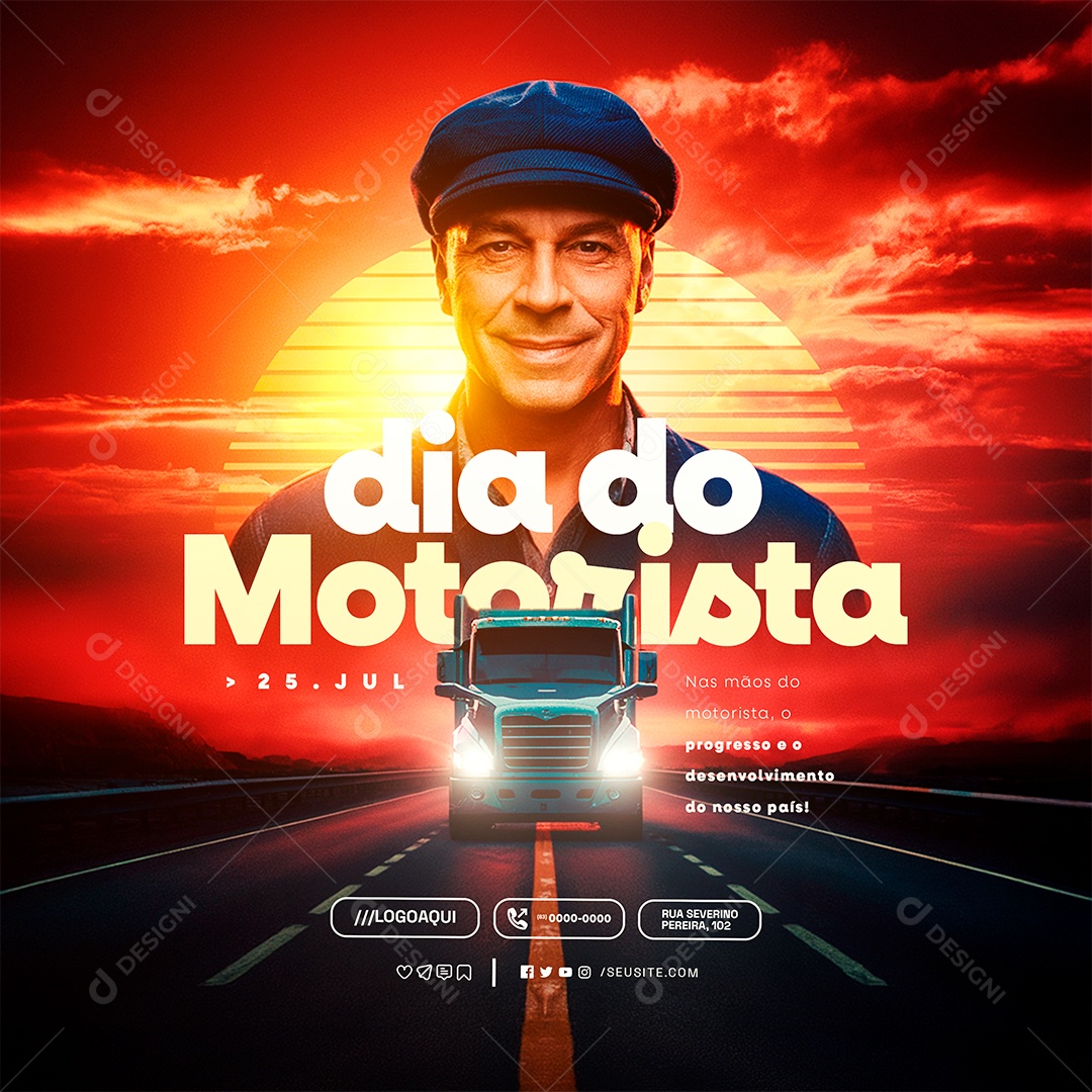 Dia do Motorista 25 de Julho Social Media PSD Editável