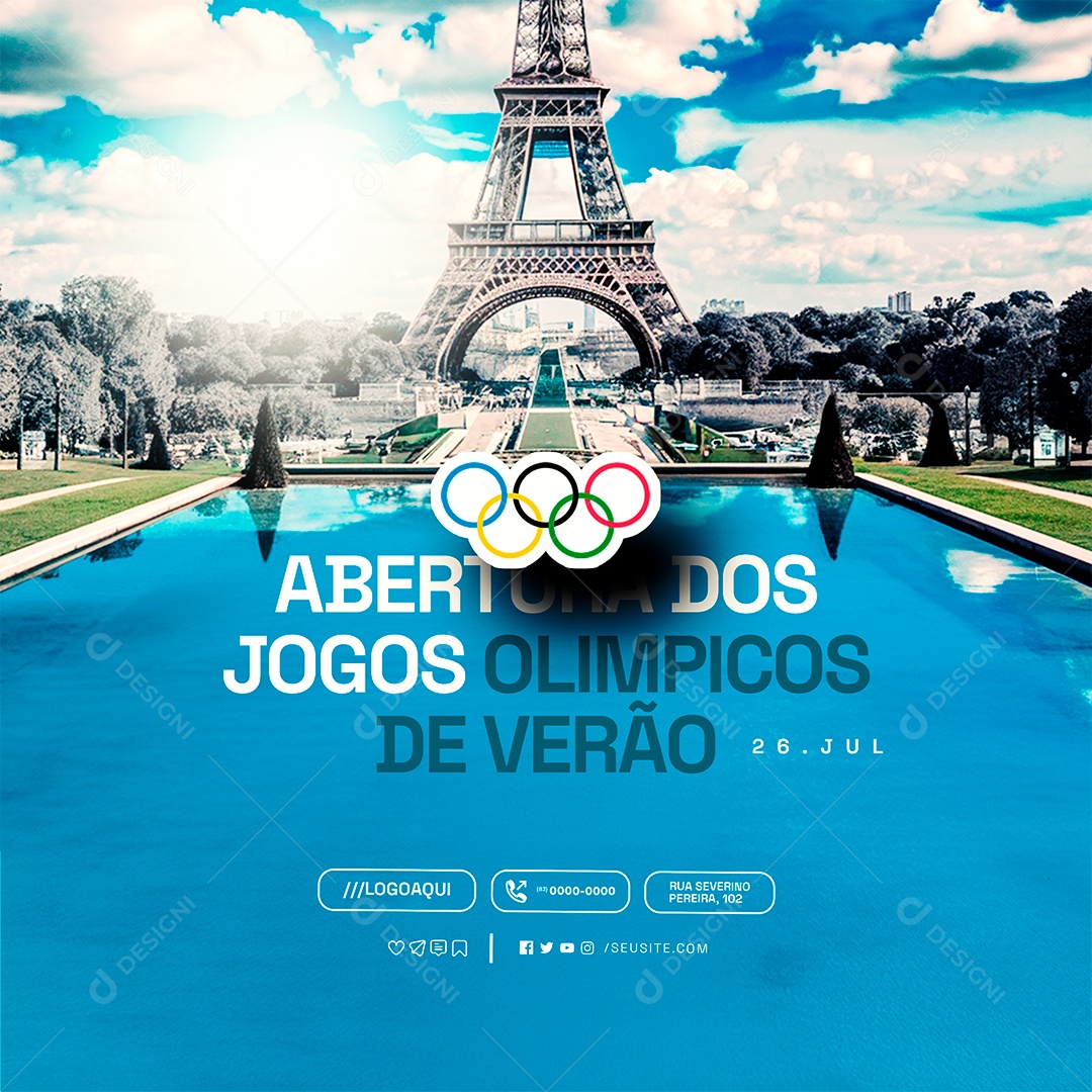 Abertura dos Jogos Olímpicos de Verão 26 de Julho Social Media PSD Editável