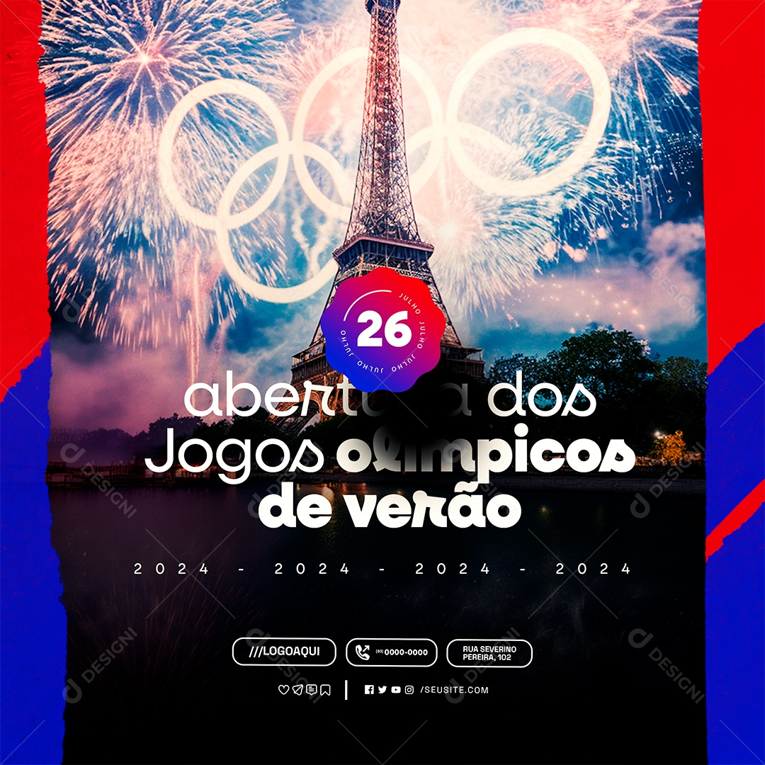 Abertura dos Jogos Olímpicos de Verão Social Media PSD Editável