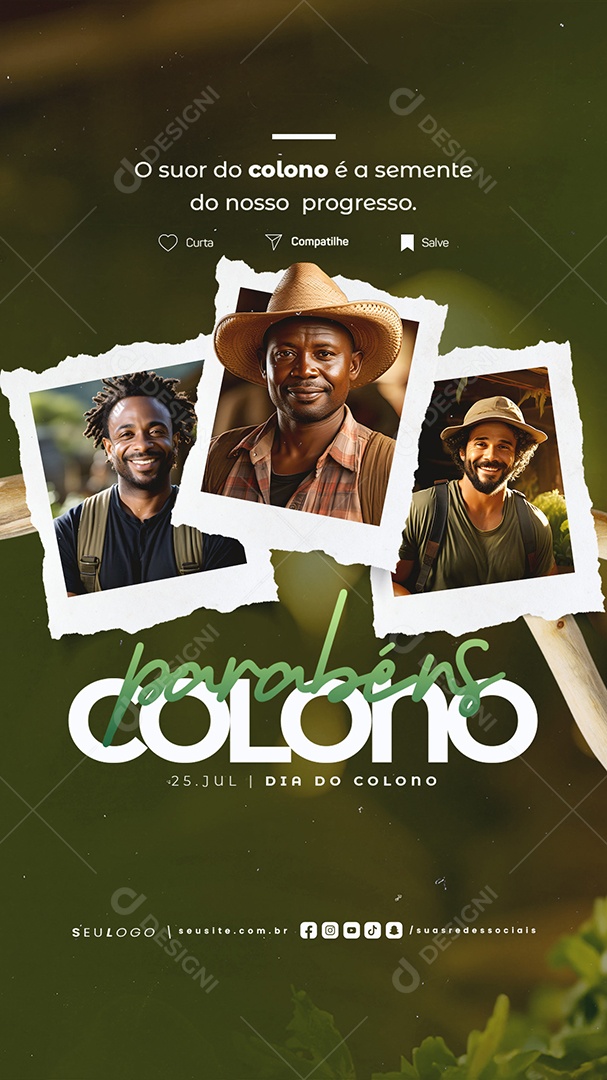 Story Dia Do Colono 25 De Julho Parabéns Social Media PSD Editável