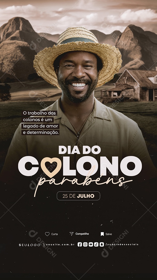 Story Social Media Dia Do Colono 25 De Julho Parabéns PSD Editável