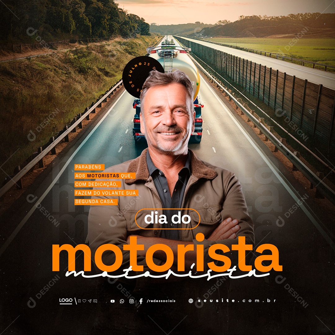 Dia do Motorista 25 de Julho Social Media PSD Editável