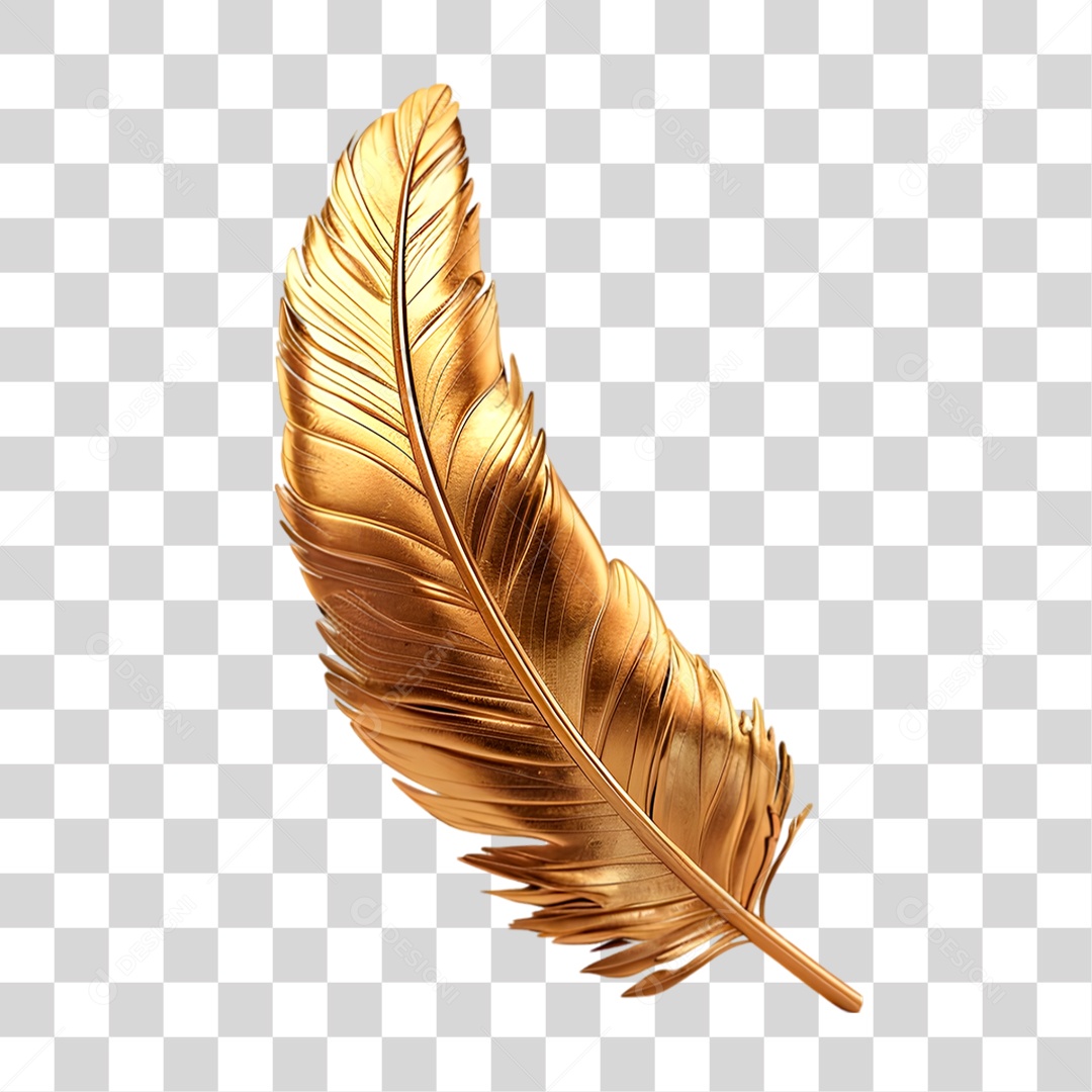 Pena Dourada PNG Transparente