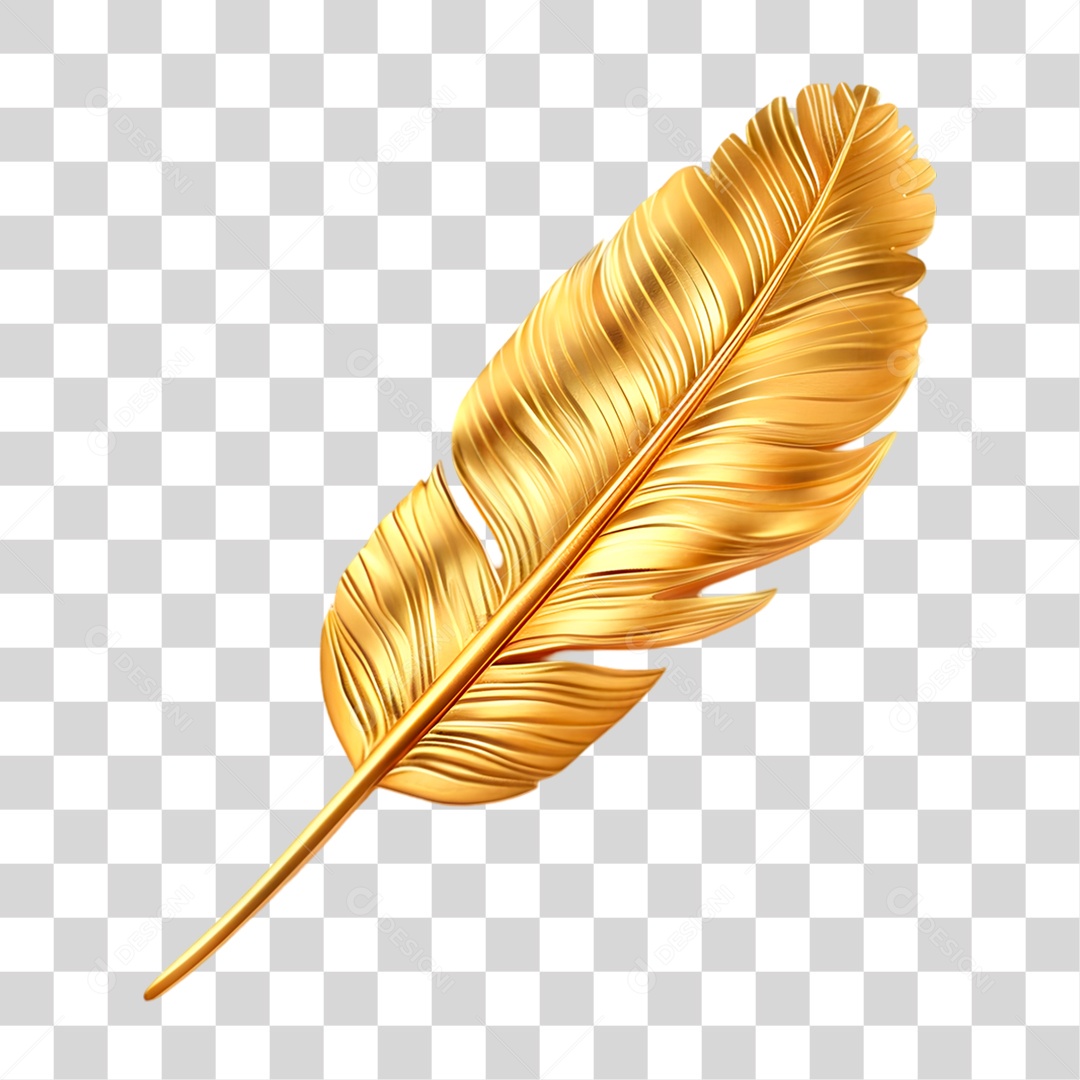 Pena Dourada PNG Transparente