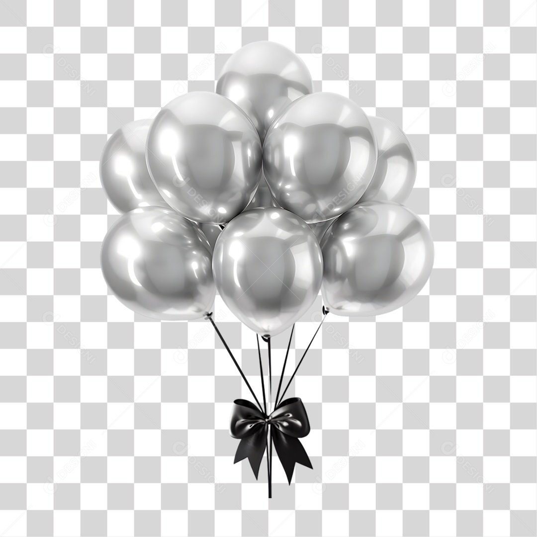 Balões Prateado PNG Transparente