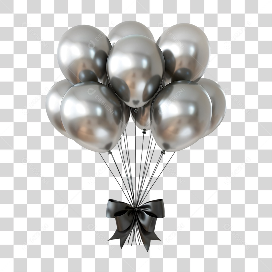 Balões Prateado PNG Transparente