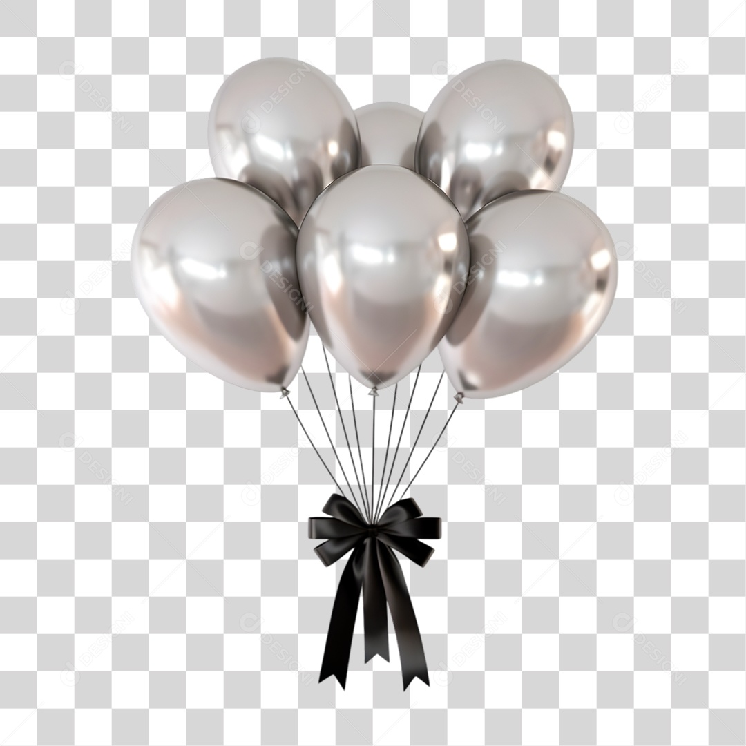 Balões Prateado PNG Transparente