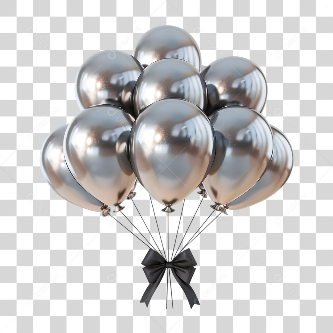 Balões Prateado PNG Transparente