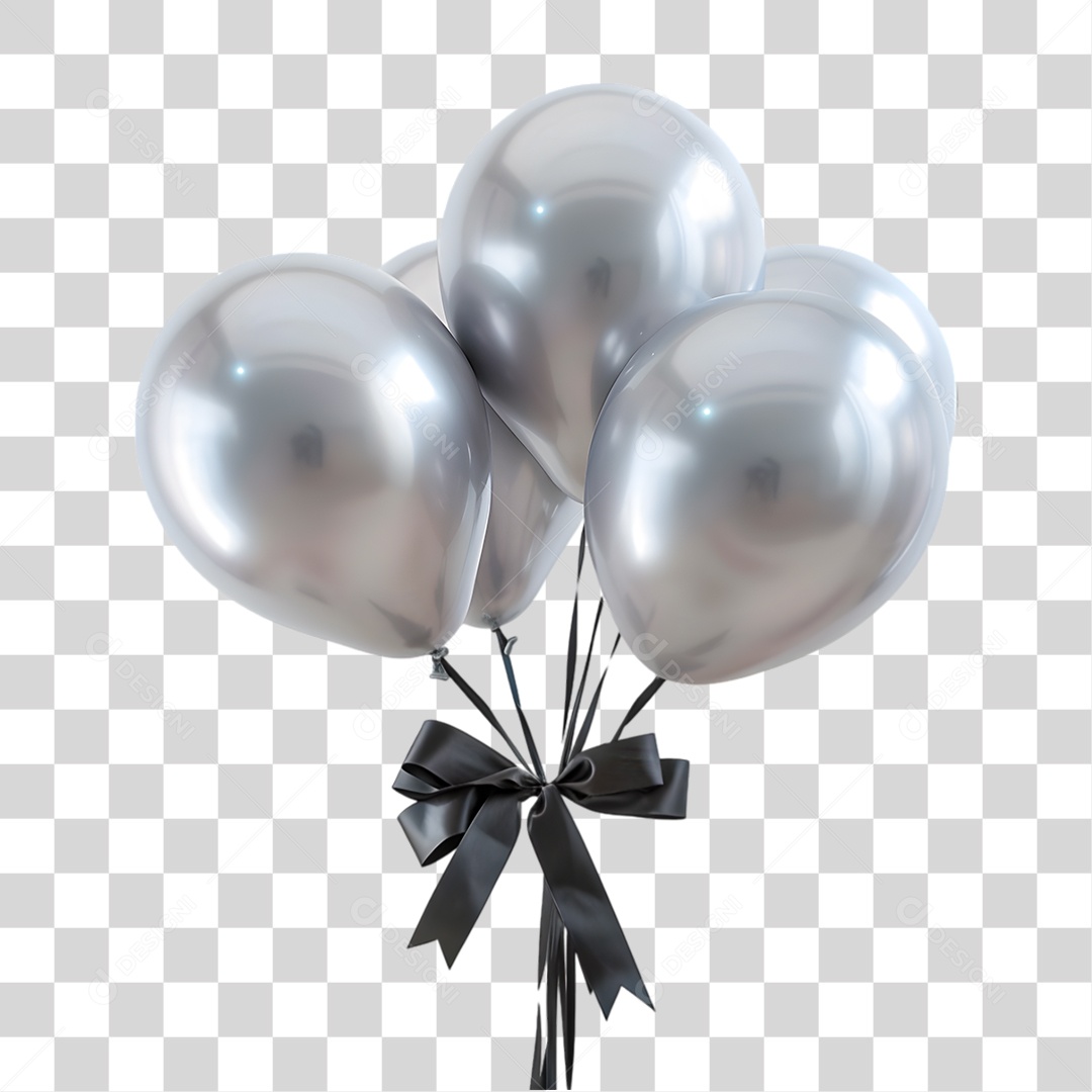 Balões Prateado PNG Transparente