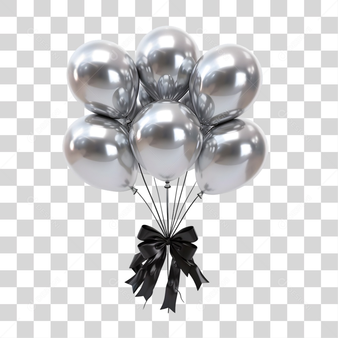 Balões Prateado PNG Transparente