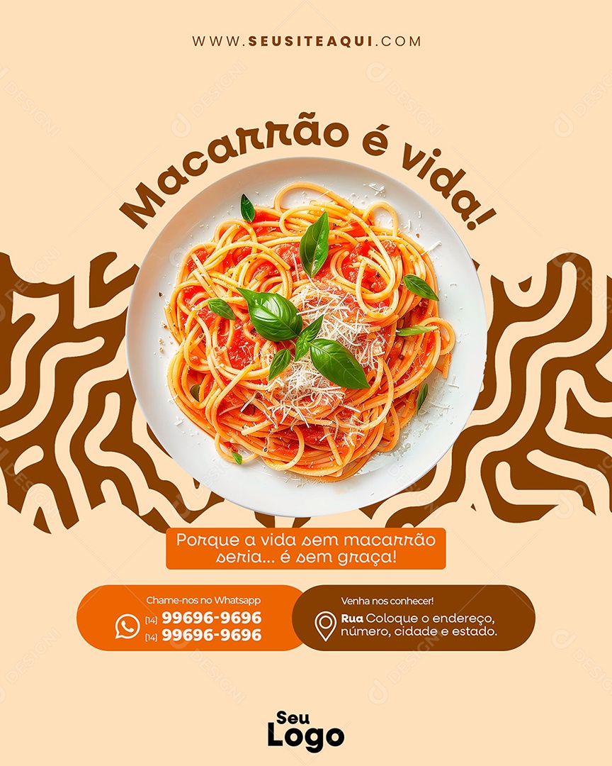 Casa de Massa Macarrão é Vida Social Media PSD Editável