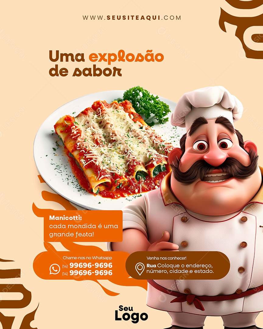 Casa de Massa Uma Explosão de Sabor Social Media PSD Editável