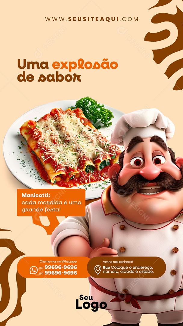 Story Casa de Massa Uma Explosão de Sabor Social Media PSD Editável