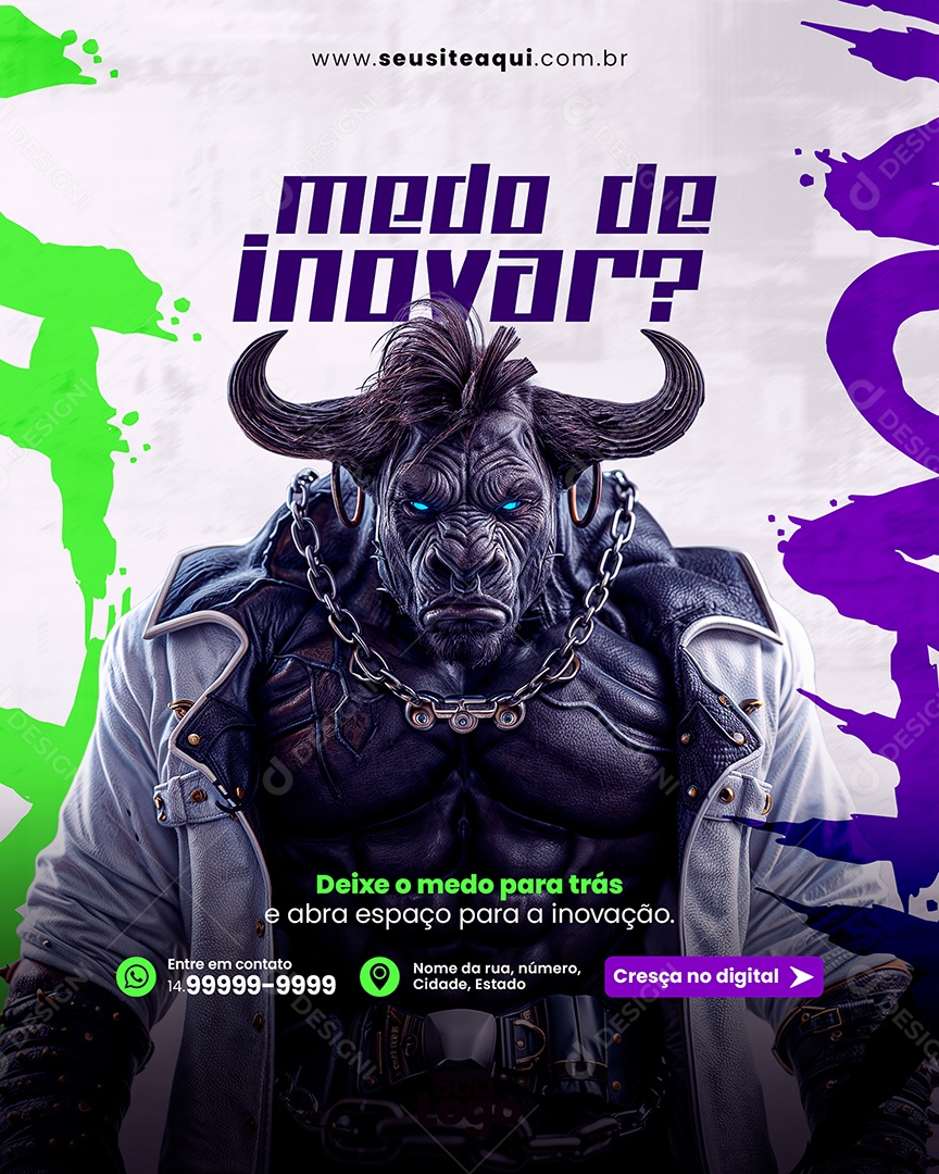 Marketing Digital Medo de Inovar Social Media PSD Editável