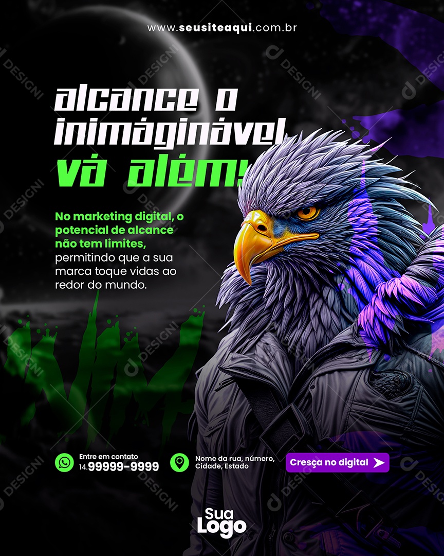 Marketing Digital Alcance o Inimáginável Social Media PSD Editável