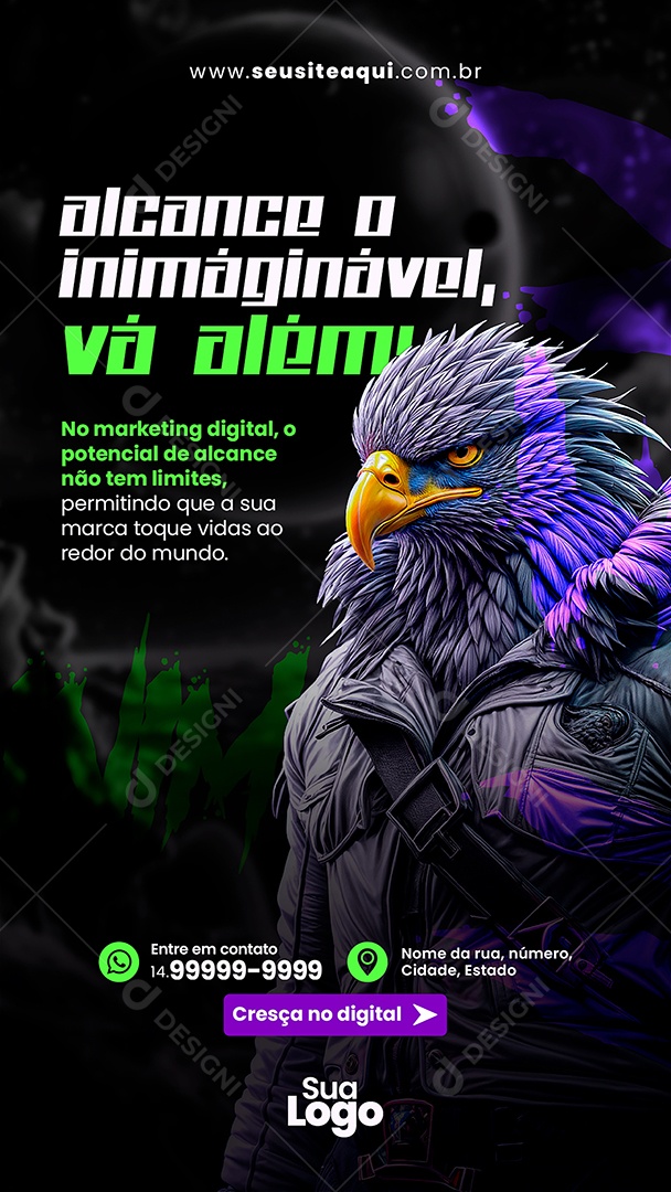 Story Marketing Digital Alcance o Inimáginável Social Media PSD Editável