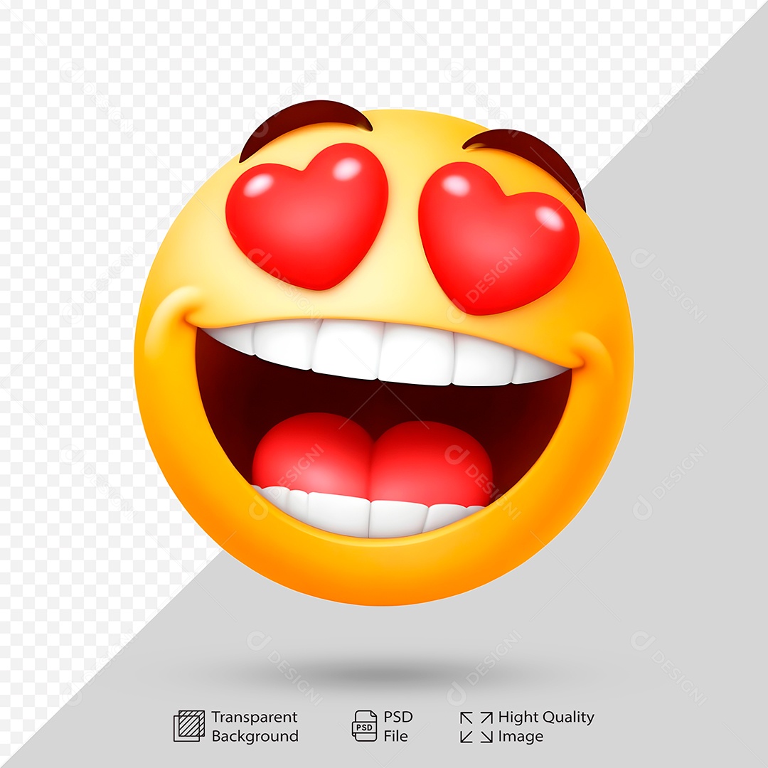 Emoji Apaixonado 3D Elemento PSD