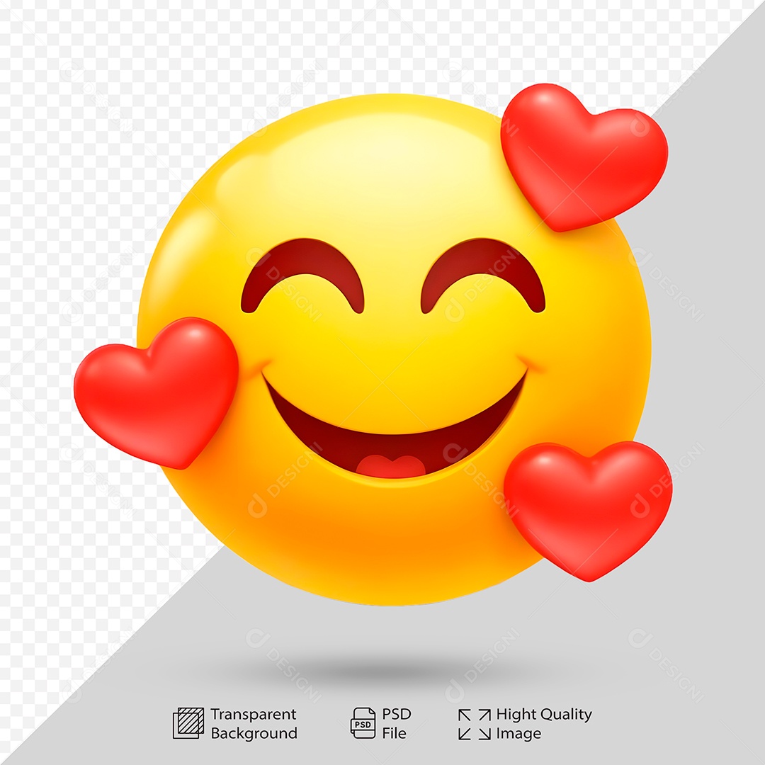 Emoji Apaixonado 3D Elemento PSD