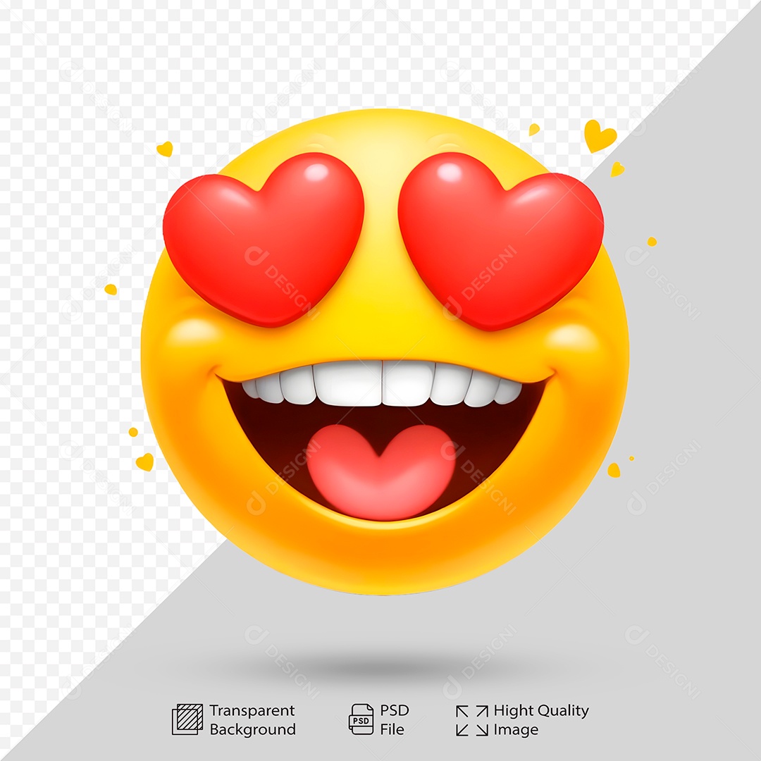 Emoji Apaixonado 3D Elemento PSD